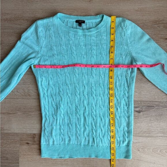 Women's Talbots Turquoise Lambswool Cable Knit Sweater size M Petite‎ - Picture 10 of 10